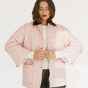Fancy D Boutique Pink Corduroy Collar Quilted Jacket